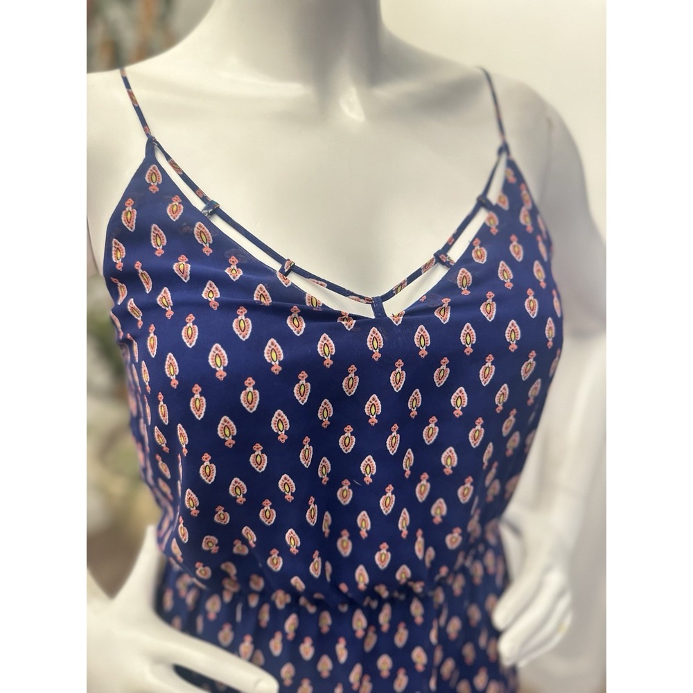 Sienna Sky Navy Blue Printed Maxi Dress with Border Trim - Picture 4 of 9
